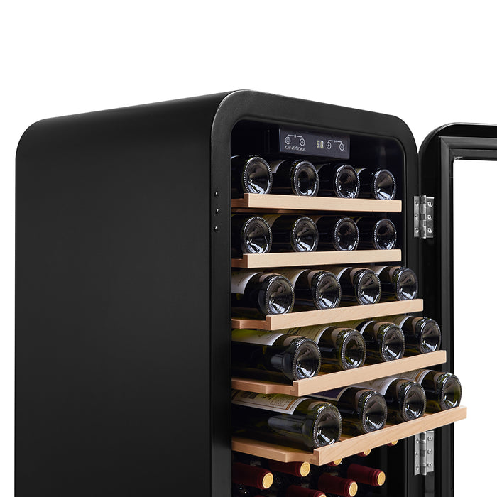 Cavecool Wine Cooler Retro Apatite - 49 bottles - Single zone - Black front view