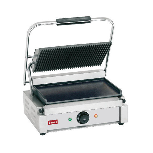 Banks PCG-RF Panini Grill Ribbed Top Flat Bottom