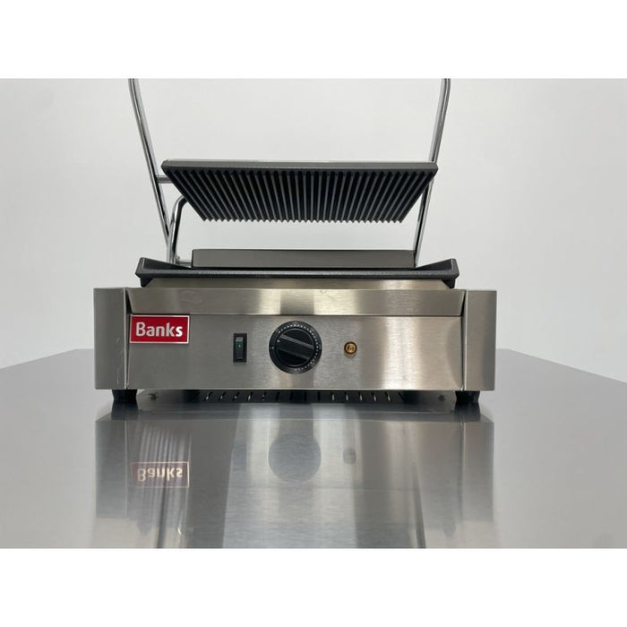 Banks PCG-RF Panini Grill Ribbed Top Flat Bottom
