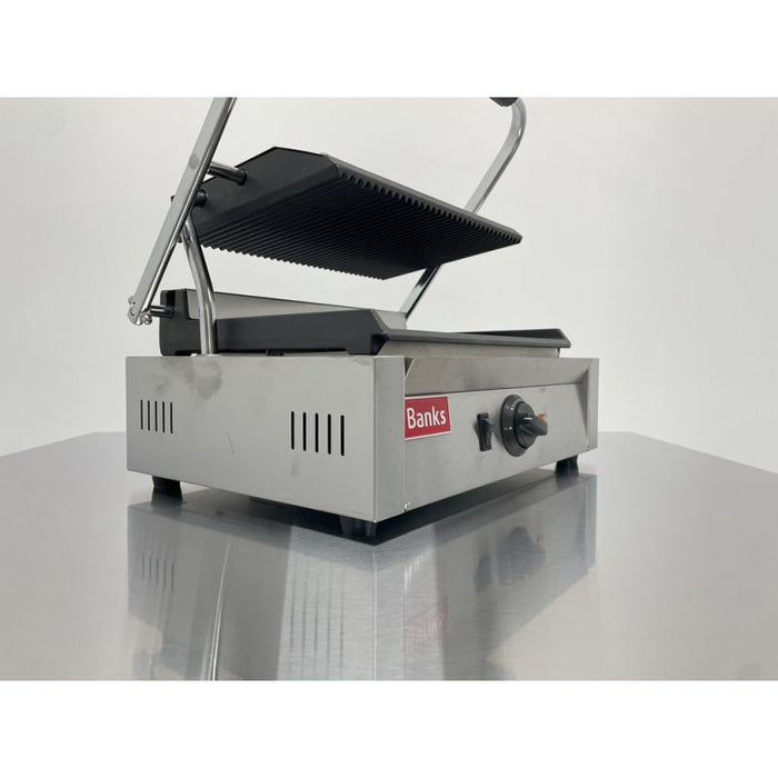 Banks PCG-RF Panini Grill Ribbed Top Flat Bottom