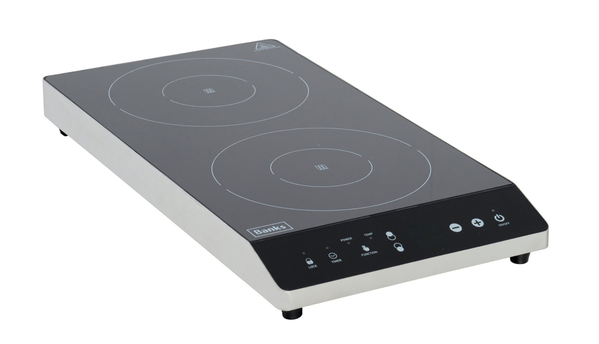 Banks D40TT Double Hob Countertop Induction Cooker - UK 3 Pin Plug