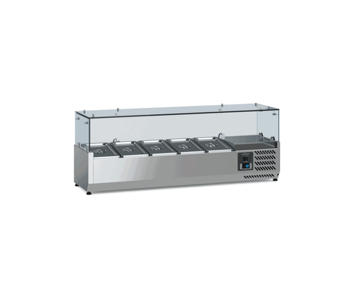 Stainless steel refrigerated countertop unit with storage for 1/4 GN containers view 2