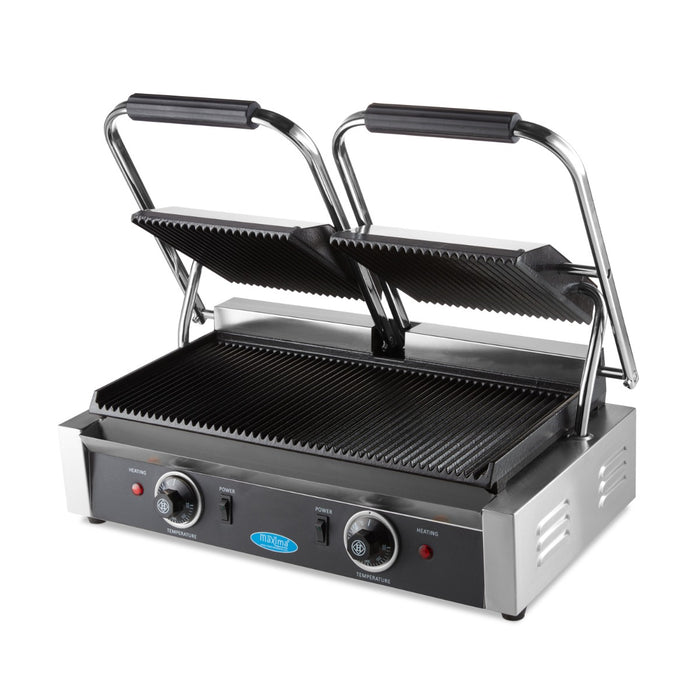 Maxima 09300435 Contact Grill Grooved Double Grill Plate 2 x 22cm