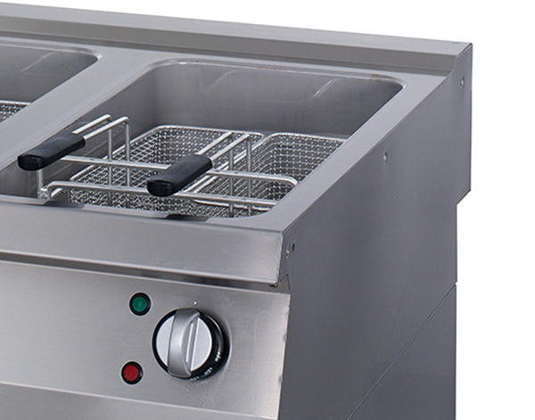 Maxima 09398608 Premium Deep Fryer 2 x 22L Double Unit 90cm Deep with Drain Tap Electric