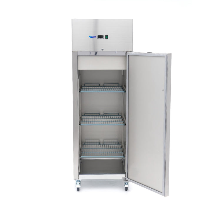 Maxima 09400003 Fridge 600L 3 Adjustable Shelves (2/1 GN) Stainless Steel on Wheels