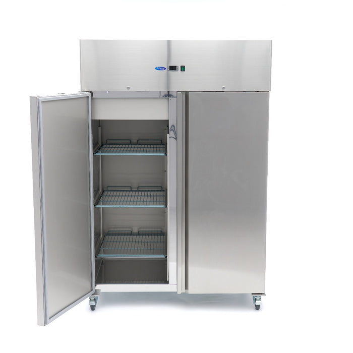 Maxima 09400012 Fridge 1200L 6 Adjustable Shelves (2/1 GN) Stainless Steel on Wheels