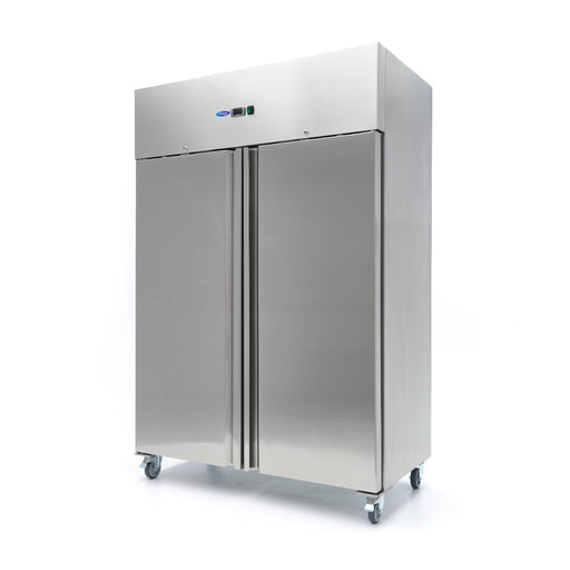 Maxima 800L Stainless Steel Double Door Freezer on Wheels