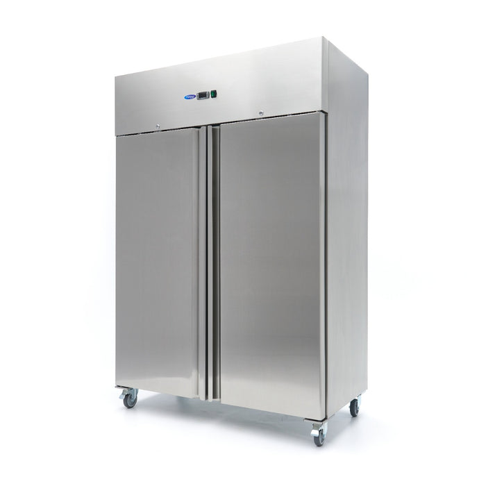 Maxima 800L Stainless Steel Double Door Freezer on Wheels