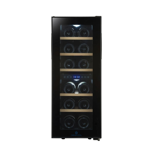 Cavecool Joy Larimar 12 bottle dual zone wine cooler, front view