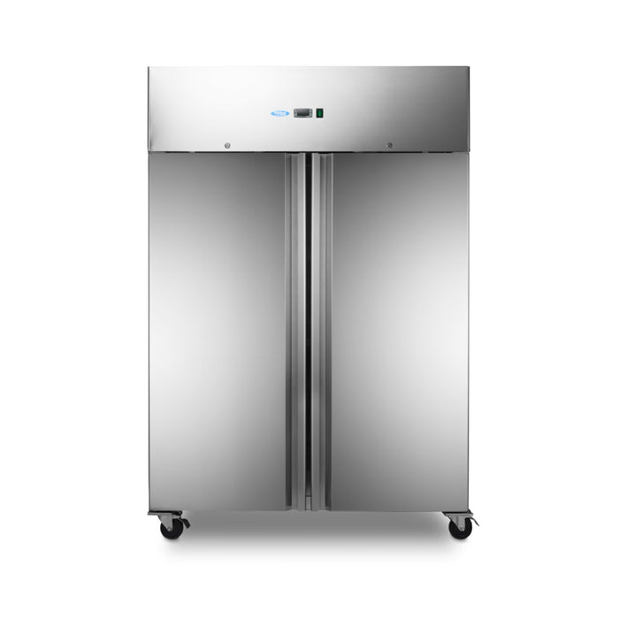 Maxima 09400020 Fridge 1400L 6 Adjustable Shelves (2/1 GN) on Wheels Stainless Steel