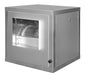 Compact square ventilation fan unit with ducting exhaust port