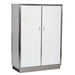 Combisteel stainless steel single door pantry cupboard with five internal shelves