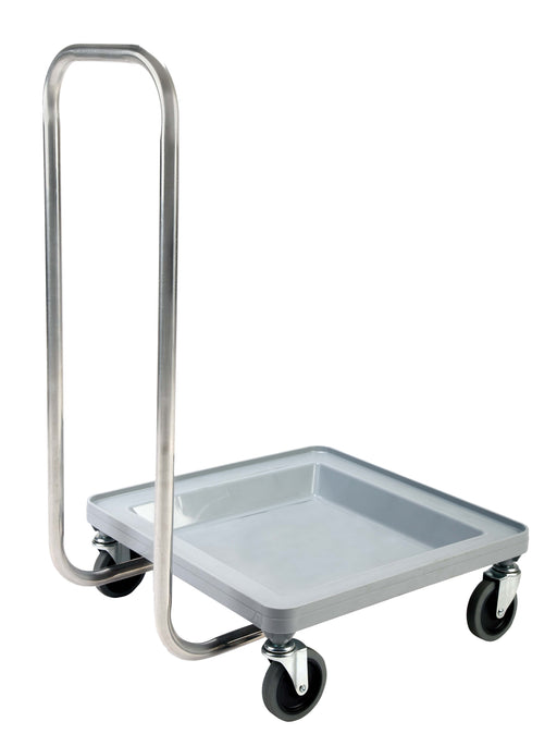 Stainless steel basket trolley with single shelf, 530mm wide, designed for dishwasher operations
