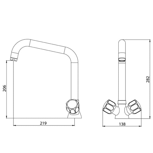 Combisteel single-hole mixing faucet with chrome finish view 2