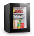 Combisteel MINIBAR 40L black tabletop bottle cooler with glass door and LED interior lighting