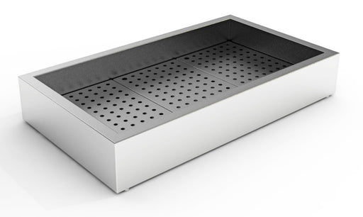 Stainless steel crushed ice bin, shallow rectangular design for counter service