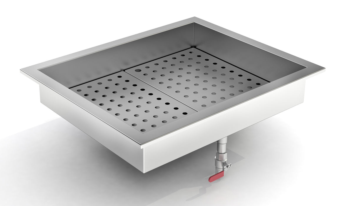 Stainless steel drop-in crushed ice bin for counter installation