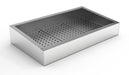 Stainless steel crushed ice bin with incline design and side drain outlet