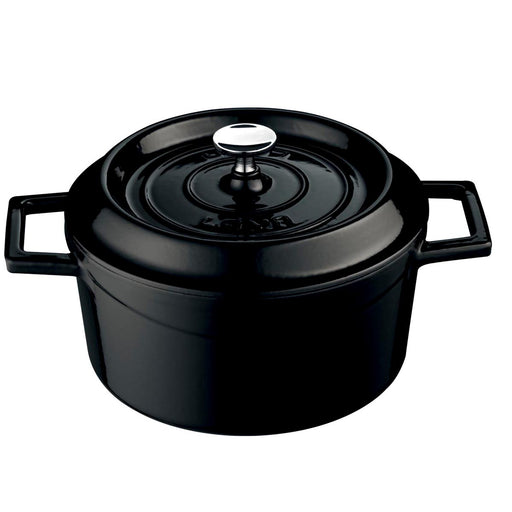 Black Combisteel lava cast iron casserole with lid, 32cm diameter