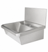 Stainless steel hand wash basin with splash shield and drain plug, 600mm wide view 2