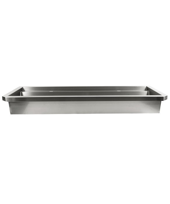 Stainless steel hand wash basin 1200mm wide with splash shield and drain plug view 3