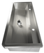 Stainless steel hand wash basin 1200mm wide with splash shield and drain plug view 7