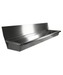 Stainless steel commercial hand wash basin 1800mm wide with 3 tap holes and splash guard view 3