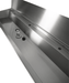 Stainless steel commercial hand wash basin 1800mm wide with 3 tap holes and splash guard view 5