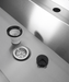 Stainless steel commercial hand wash basin 1800mm wide with 3 tap holes and splash guard view 6
