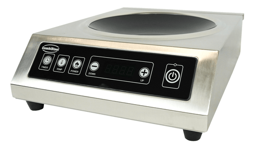 Stainless steel induction wok cooking top with digital control panel view 2