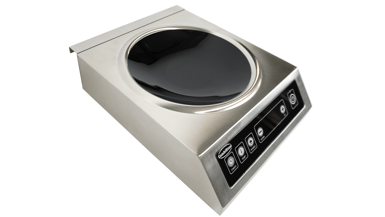 Stainless steel induction wok cooking top with digital control panel view 4