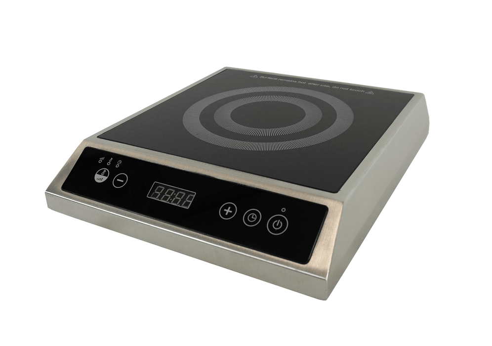 Stainless steel induction cooking top with touch screen controls view 2