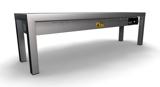 Stainless steel heated overshelf with single shelf and three ceramic heating elements view 2