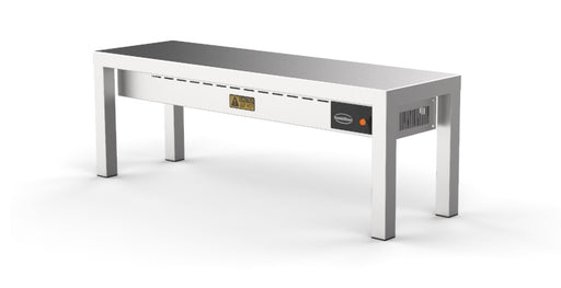 Stainless steel heated overshelf with single shelf and three ceramic heating elements