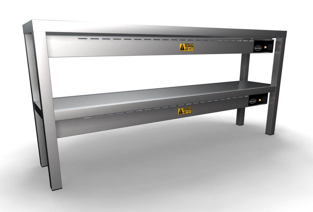 Stainless steel two tier heated overshelf with ceramic surfaces and heating elements view 2