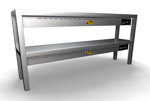 Stainless steel two tier heated overshelf with ceramic surfaces and heating elements view 2