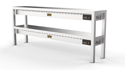 Stainless steel two tier heated overshelf with ceramic heating elements