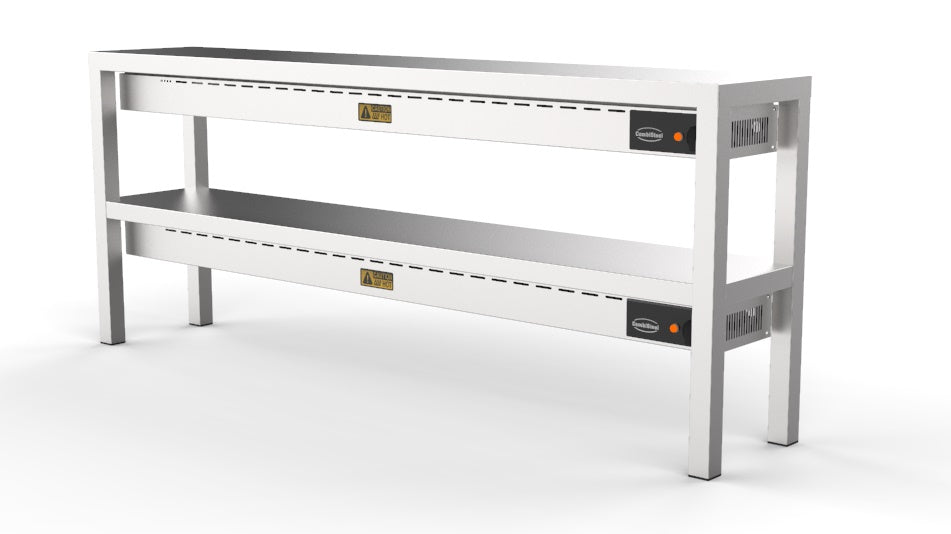Stainless steel two tier heated overshelf with ceramic heating elements