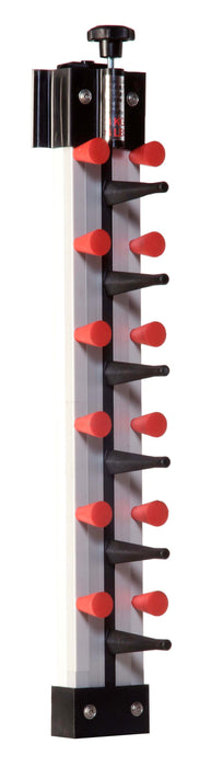 Wall-mounted plate rack with six plate slots in stainless steel finish view 2