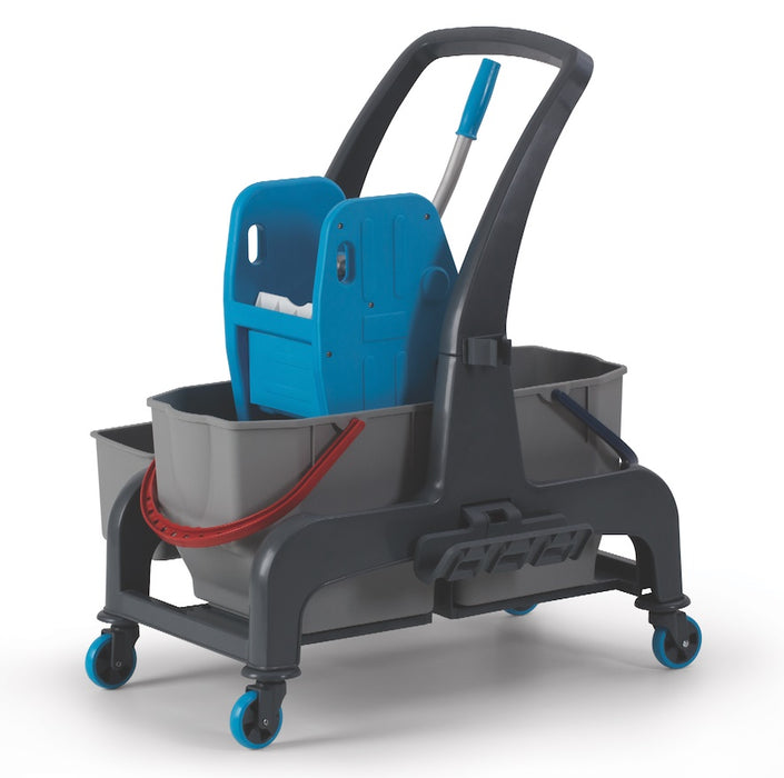 Combisteel JET 721S mobile cleaning trolley with mop buckets and wringer