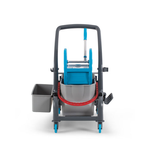 Combisteel JET 721S mobile cleaning trolley with mop buckets and wringer view 2