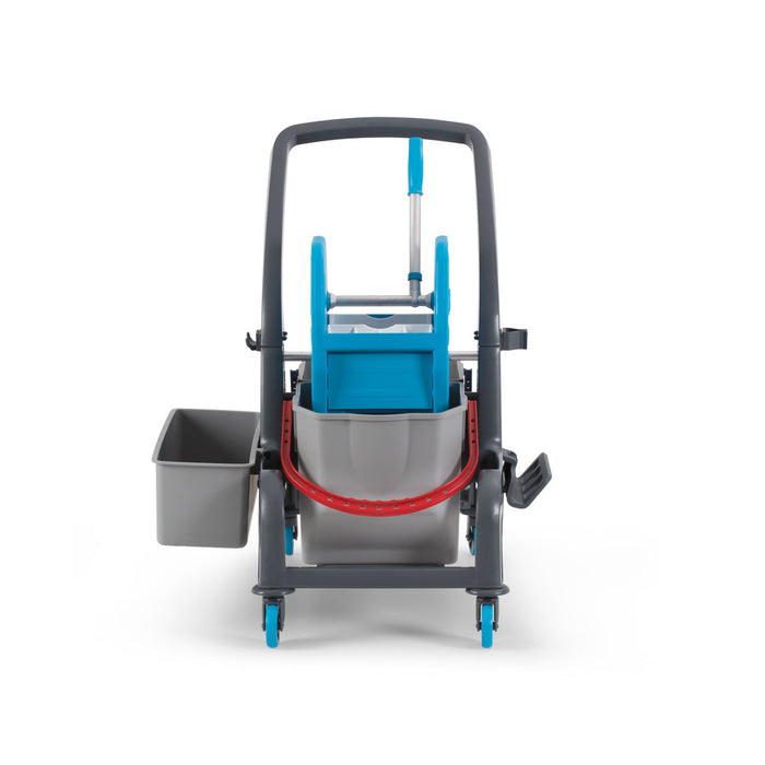 Combisteel JET 721S mobile cleaning trolley with mop buckets and wringer view 2