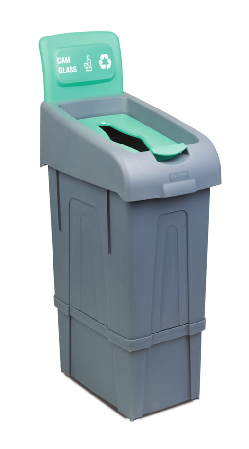 Grey rectangular recycling waste bin for glass waste, 80 litre capacity