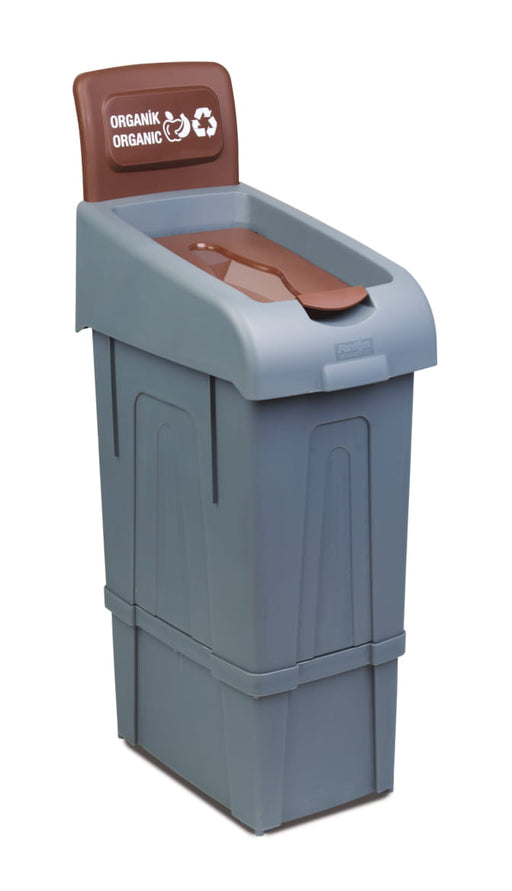 Grey Combisteel organic waste recycling bin, 80 litre capacity, tall rectangular design