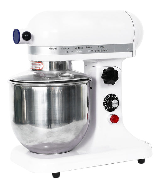 White Combisteel 7 litre tabletop planetary mixer with stainless steel bowl and accessories view 2