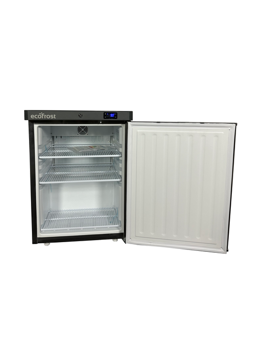 Stainless steel single door tabletop refrigerator with digital display panel view 3