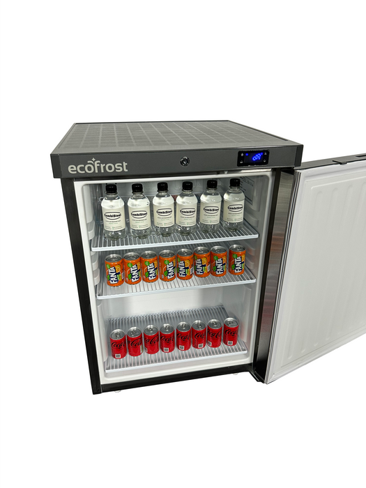 Stainless steel single door tabletop refrigerator with digital display panel view 5