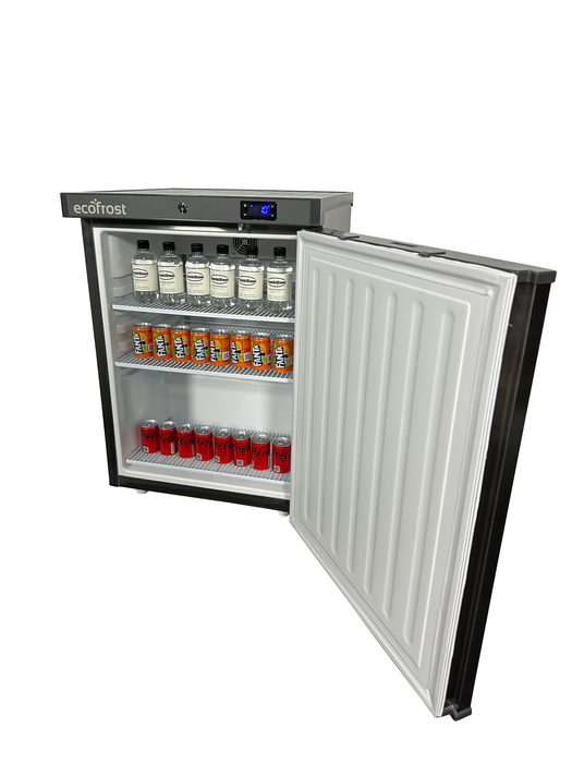 Stainless steel single door tabletop refrigerator with digital display panel view 4