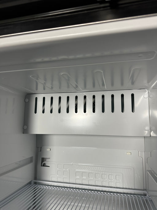 Stainless steel single door upright refrigerator with digital display panel view 2