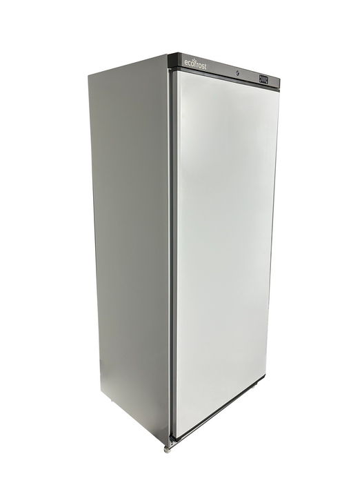 White single door upright refrigerator with digital temperature display and lockable right hand door view 7